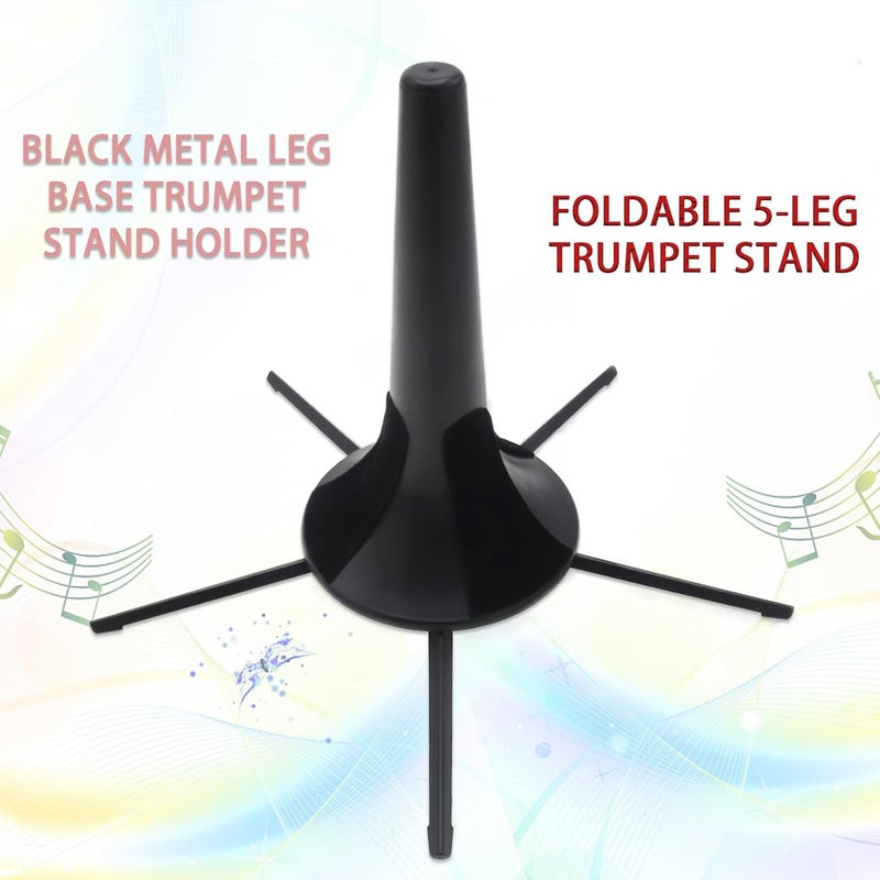 CashBeat Foldable 5-Leg Trumpet Stand, Black Metal Leg Base Trumpet Stand Holder with Protective Felts, Portable Trumpet Holder, Trumpet Instrument Stand Accessories - Image 2